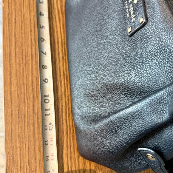 KATE SPADE Black Leather Shoulder Bag - Classic Hobo Satchel 2000s-2010s - Picture 10 of 14